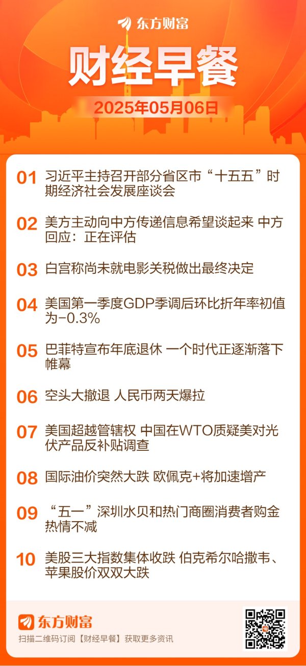 投资股票配资 【5月6日Choice早班车】白宫尚未就电影关税做出最终决定